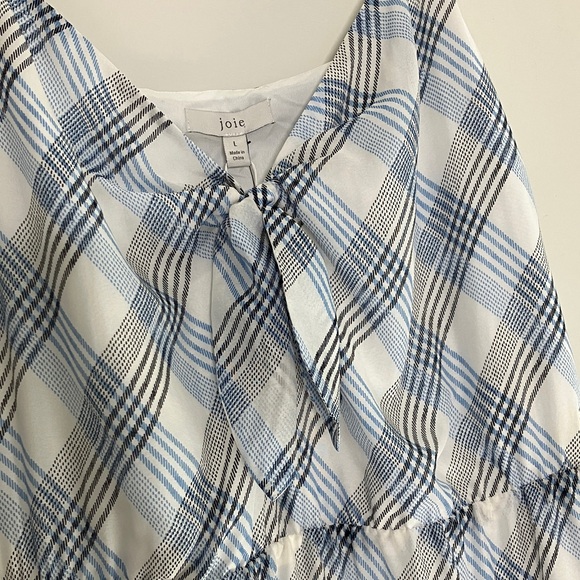 Joie Abiah Plaid Midi Dress 100% Silk Adjustable Spaghetti Straps Size L - Picture 5 of 11
